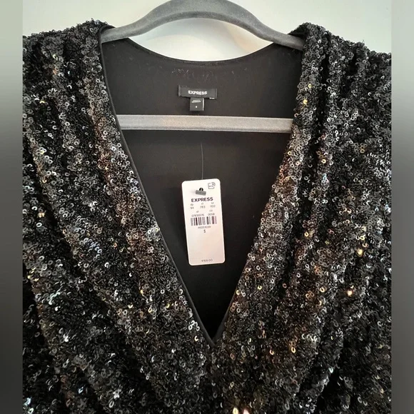 Express sequin evening dress with 3/4 sleeve. New with tags in size small! - Picture 4 of 8